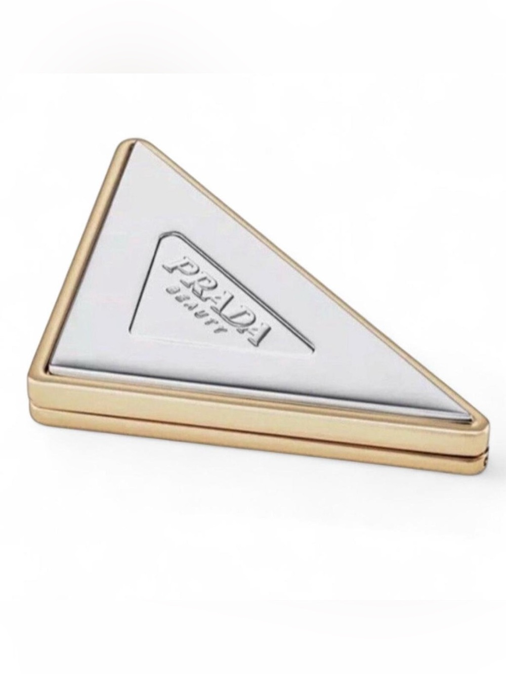 Authentic Prada beauty Triangle Double Sided Compact Mirror with gold trim